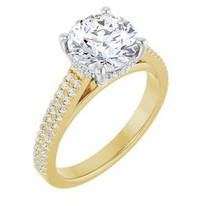 14K Yellow/White Gold 8 mm Round 1/4 CTW Lab-Grown Diamond Semi-Set Engagement