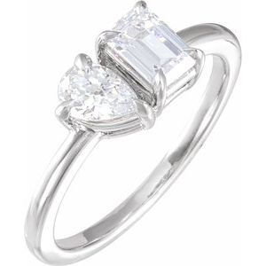 14K White Gold 1 CTW Lab-Grown Diamond Two-Stone Ring