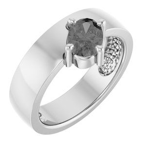 Platinum Natural Gray Spinel Asymmetric Solitaire Ring