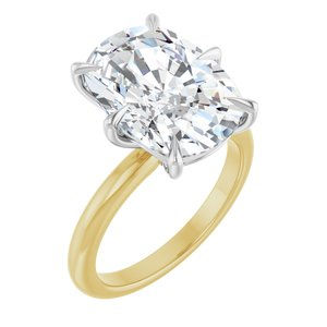 18K Yellow/White Gold 14x10 mm Elongated Cushion Solitaire Engagement Ring