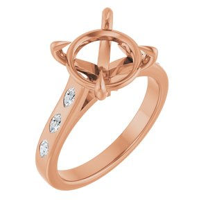 14K Rose Gold 10 mm Round 1/5 CTW Lab-Grown Diamond Semi-Set Engagement Ring