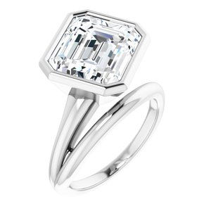 14K White Gold 12x10 mm Emerald Ring Mounting
