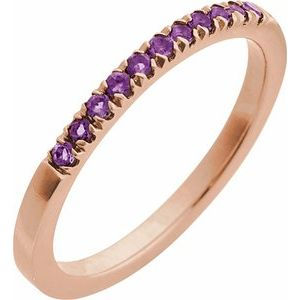 14K Rose Gold Natural Amethyst Stackable Ring