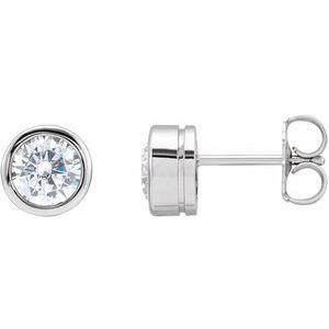 14K White Gold 5.2 mm Round Imitation White Cubic Zirconia Bezel-Set Earrings