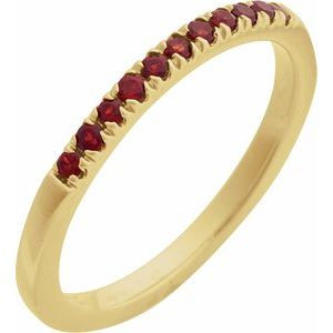 14K Yellow Gold Natural Mozambique Garnet Stackable Ring