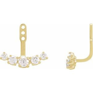 14K Yellow Gold 1 CTW Lab-Grown Diamond Curved Bar Earring Jackets