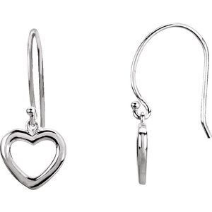 14K White Gold Heart Earrings