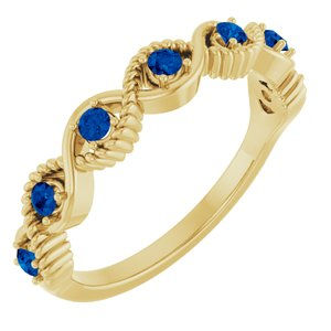 14K Yellow Gold Lab-Grown Blue Sapphire Stackable Ring
