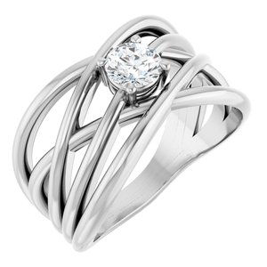 14K White Gold 4.8 mm Round Criss-Cross Ring Mounting