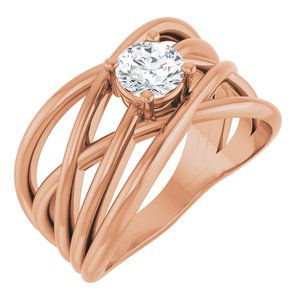 14K Rose Gold 1/2 CT Natural Diamond Criss-Cross Ring
