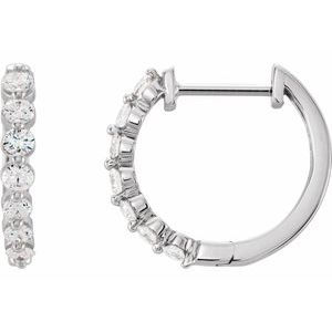 14K White Gold 1/2 CTW Natural Diamond Hinged 15.25 mm Hoop Earrings