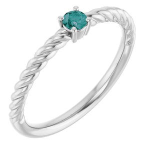 Platinum 3 mm Lab-Grown Alexandrite Solitaire Rope Ring
