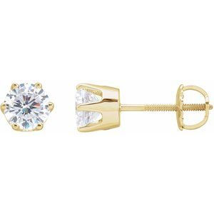 14K Yellow Gold 5.75 mm  Imitation White Cubic Zirconia Stud Earrings
