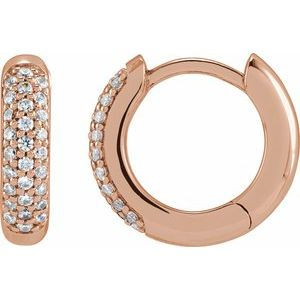 14K Rose Gold 1/4 CTW Lab-Grown Diamond 12 mm Hinged Hoop Earrings