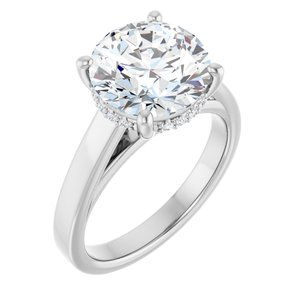 14K White Gold 10 mm Round .06 CTW Natural Diamond Semi-Set Engagement Ring