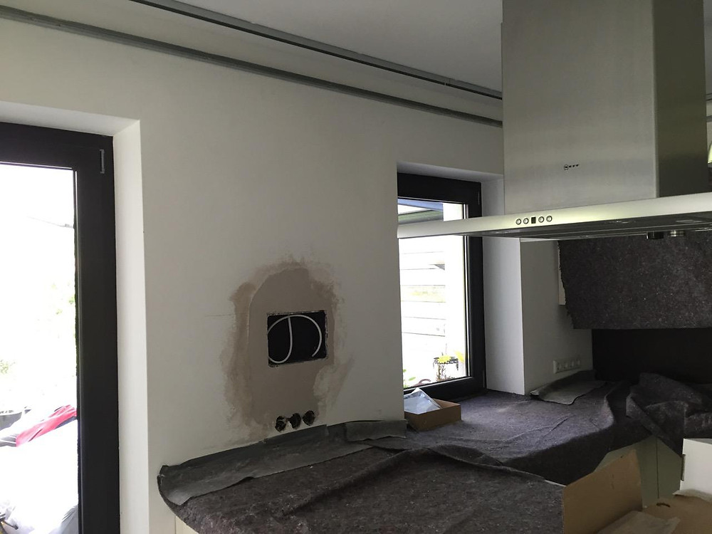 Baufoto Vorbereitung iPad in Wand einlassen
