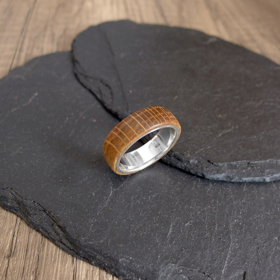 Thumbnail: Whiskey Barrel Oak Wood & Sterling Silver Ring
