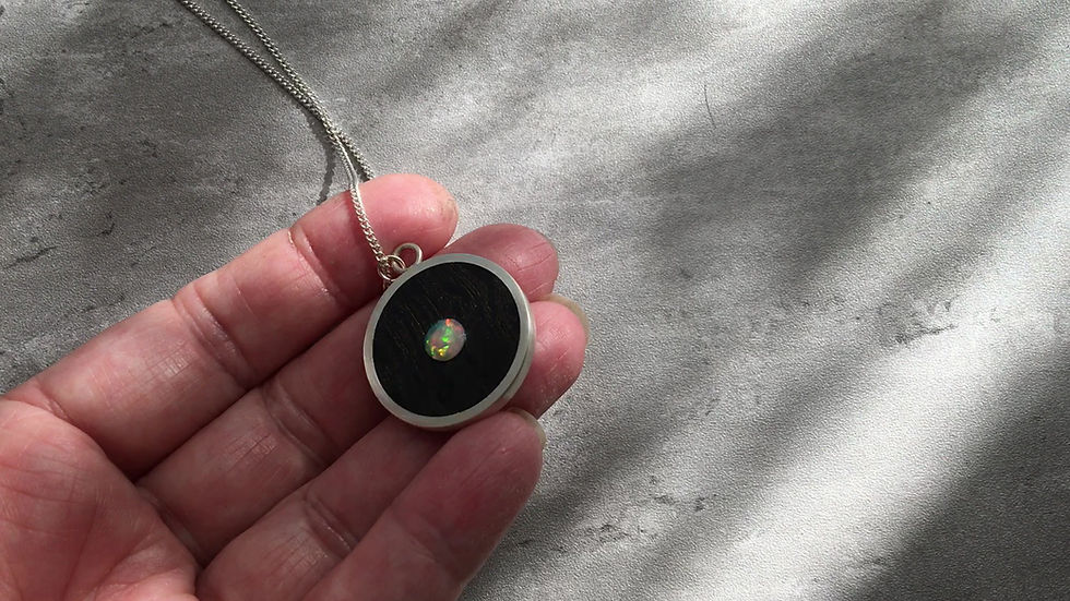 Thumbnail: Necklace. Sterling Silver & 3200BC Bog Oak Wood