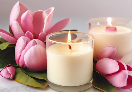 SOAP AND MASSAGE LOTION CANDLE WITH PINK MAGNOLIA FLOWERS.jpg