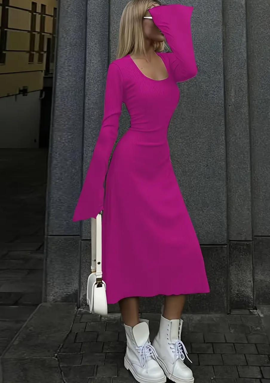 Miniatura: Vestido rosa manga flare
