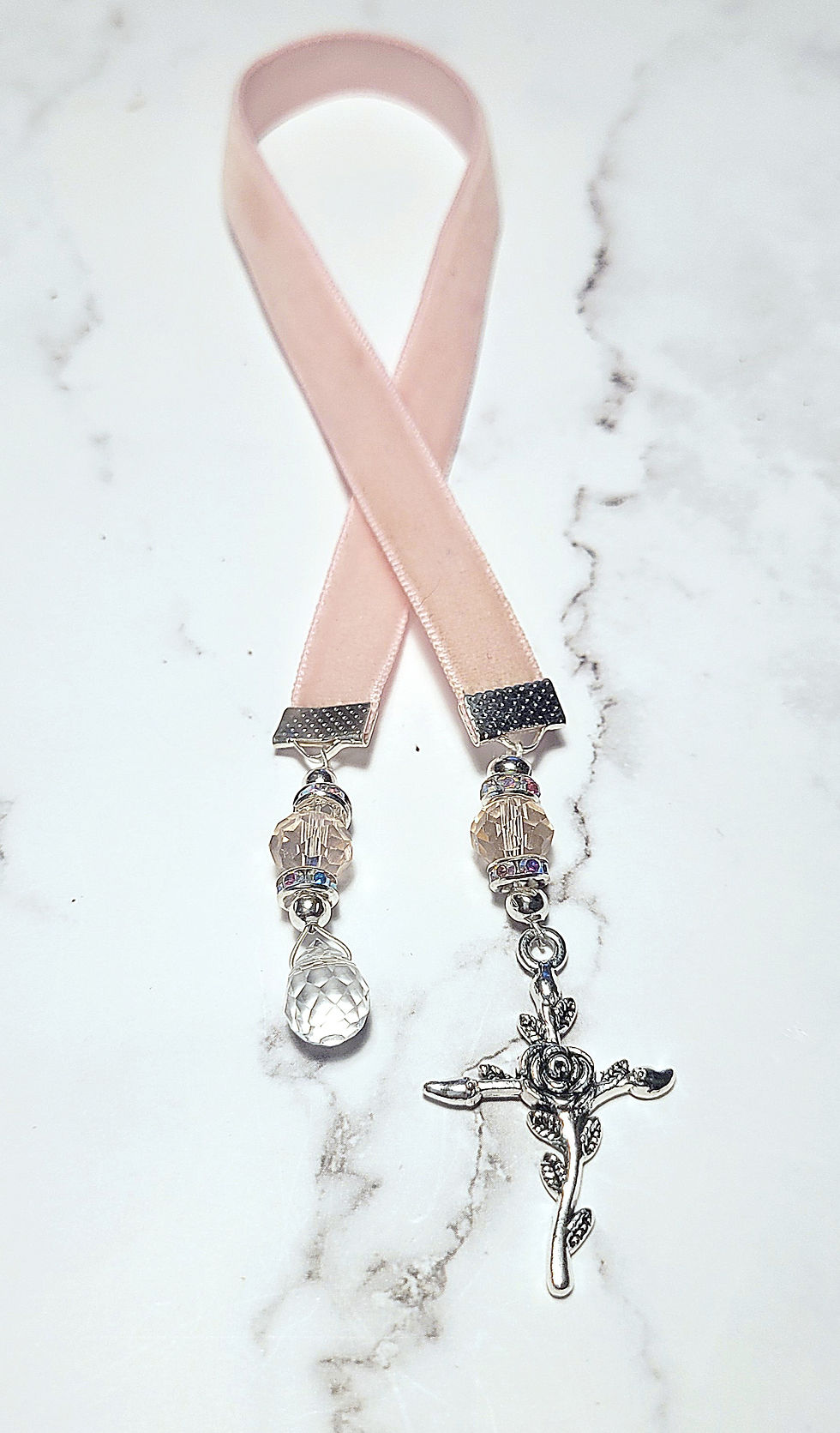 Thumbnail: Pink Velvet Cross Bookmark
