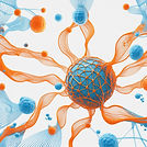 Firefly creative graphic showing genetic mutations. white background. orange and light blu