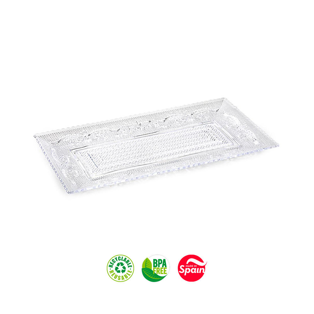 Travessa Plástico Reutilizável Cristal 15x28,5cm (Pack 3un)