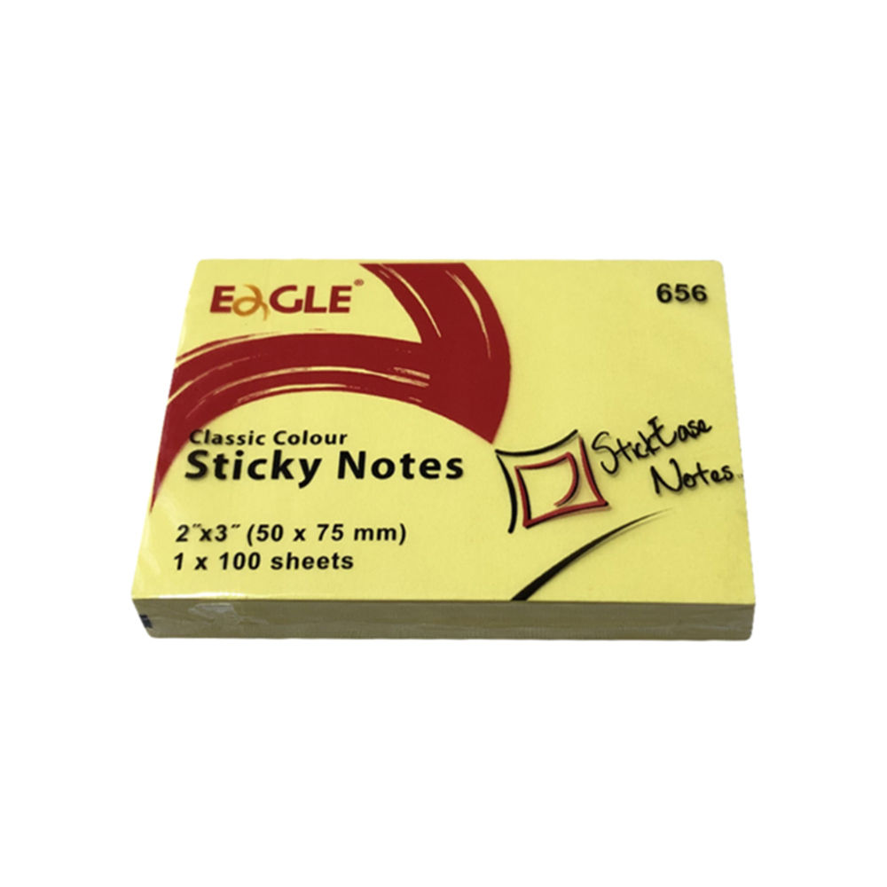 Bloco Notas Aderentes 050x075mm Eagle Amarelo 100 Folhas 1un (Pack 3un)