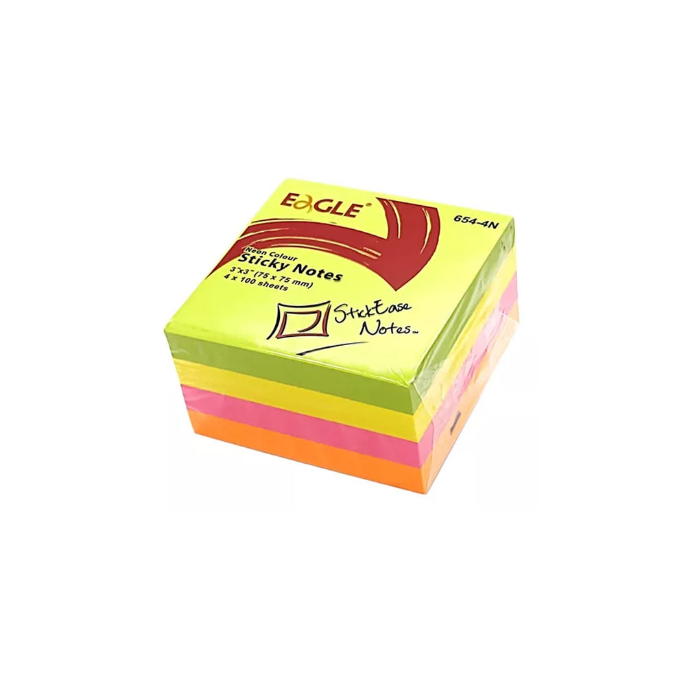 Bloco Notas Aderentes 075x075mm Eagle Neon Cubo 400 Folhas (Pack 2un)