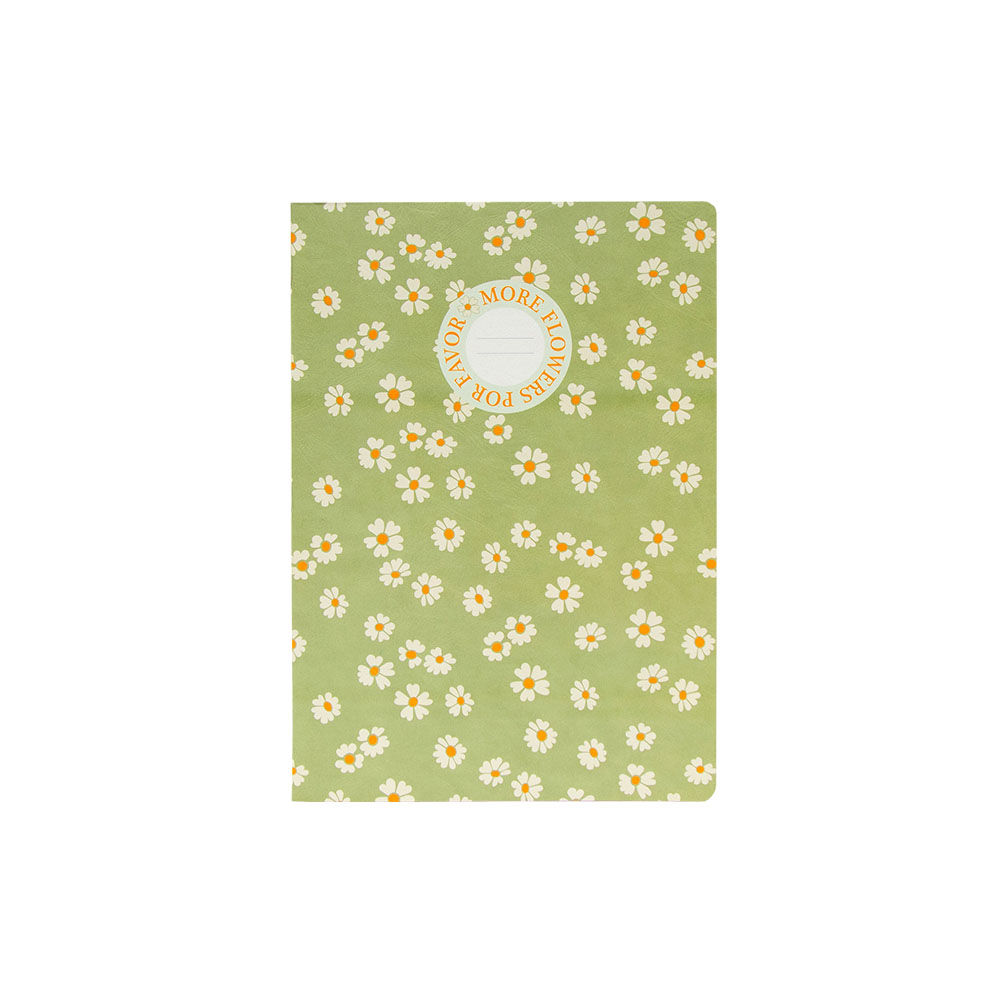 Caderno Agrafado A5 Pautado FLOWERS Verde 48Fls 1un