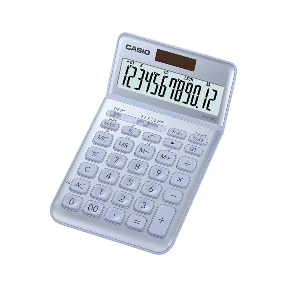 Calculadora Secretária Casio JW200SCBU Azul Claro 12 Dígitos