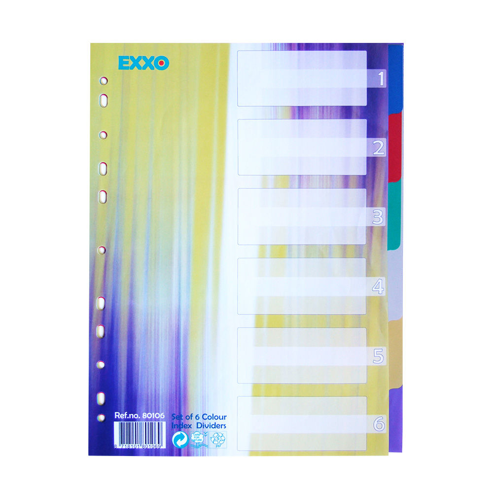 Separadores A4 Plástico Cores Sortidas 6un