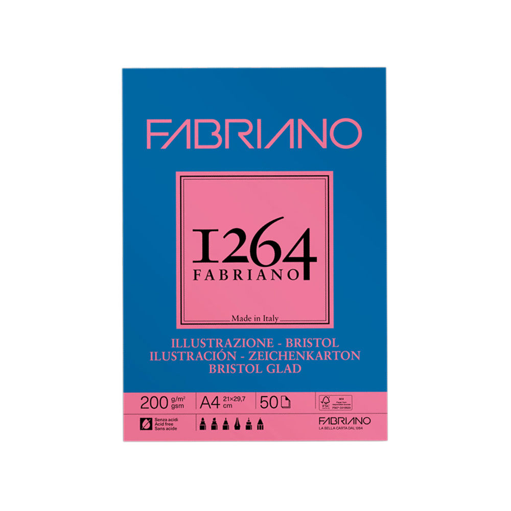 Bloco Desenho A4 200g Colado Bristol 1264 50Fls