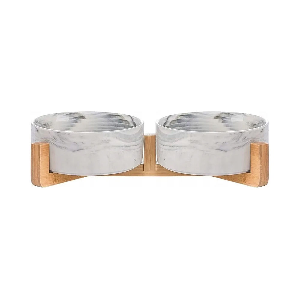 Comedouro Duplo para Cão e Gato com Suporte 2x400ml