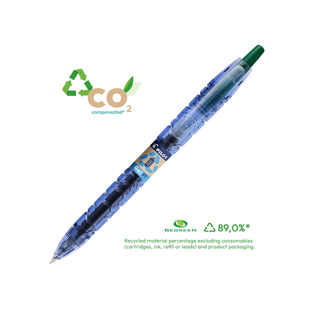 Esferográfica Gel Pilot B2P BeGreen Retrátil Verde 0,7mm 1un (Pack 2un)