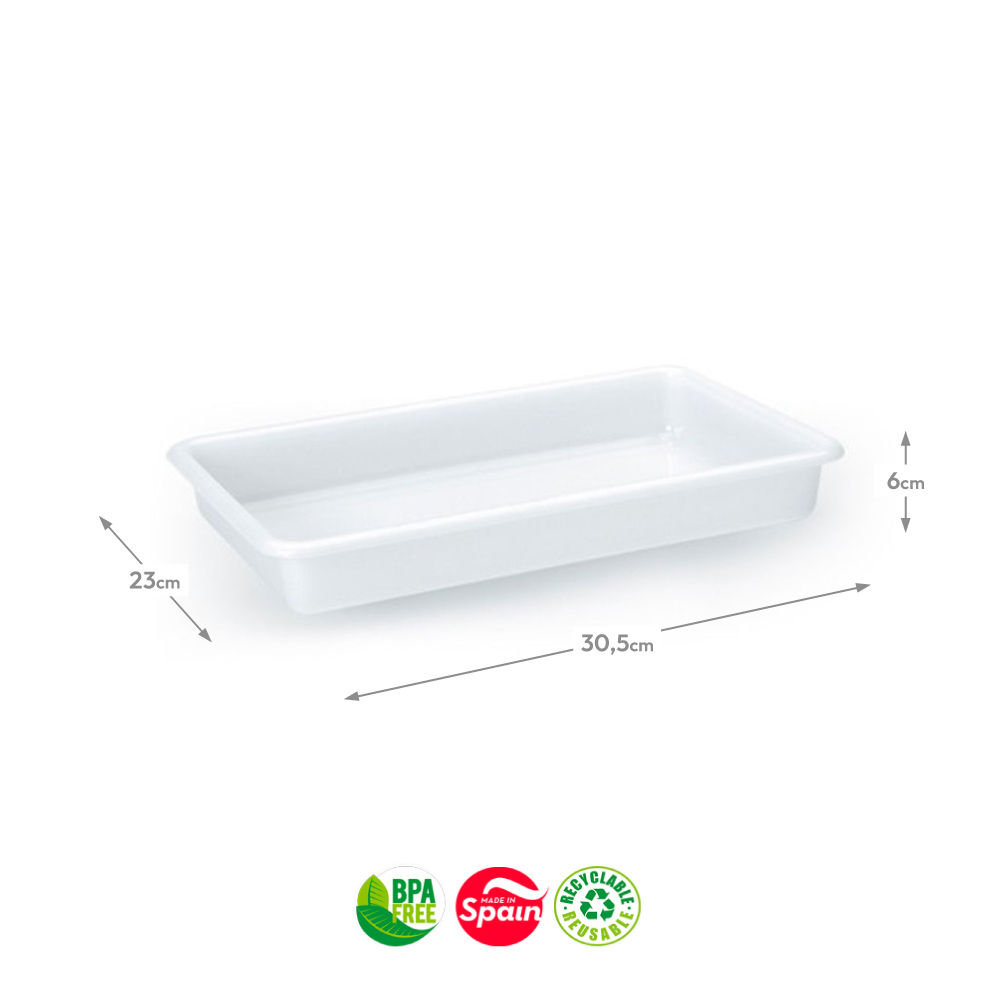Tabuleiro Hotelaria 30,5x23x6cm 2,5L Branco