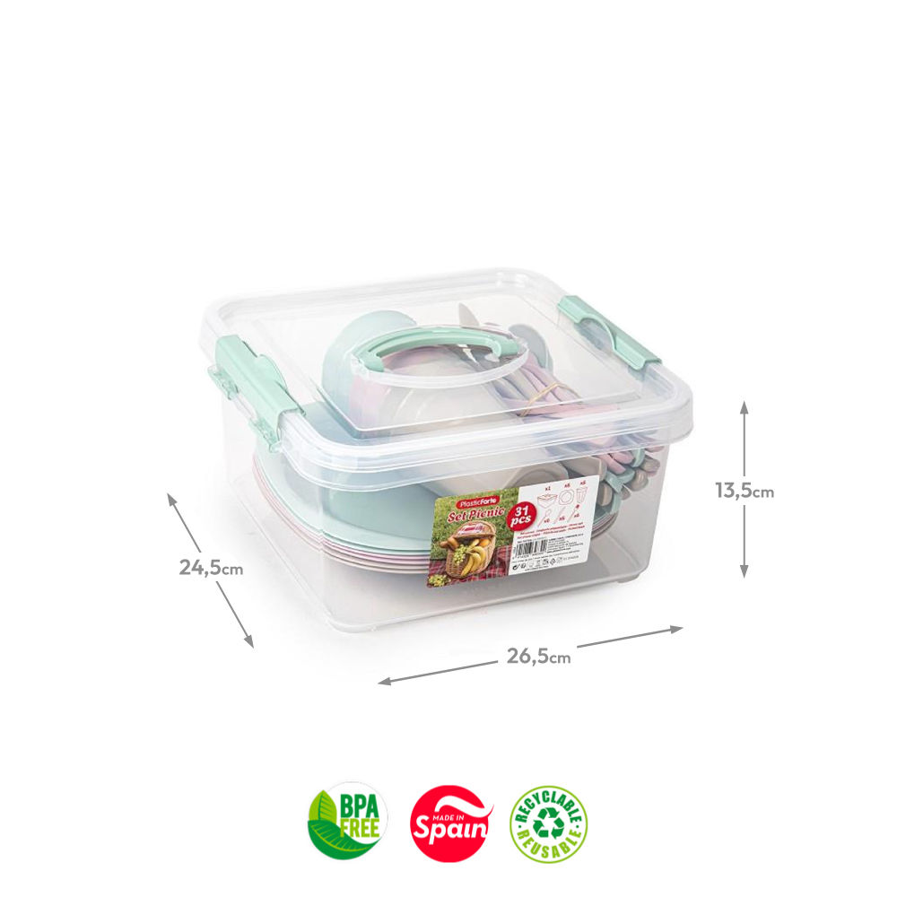 Conjunto Piquenique 31 Peças Reutilizavel Sortido 5L
