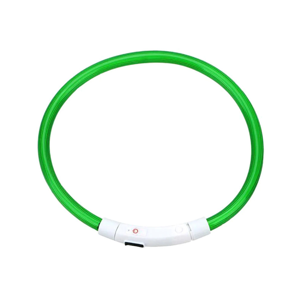 Coleira LED Animais Ajustável Verde
