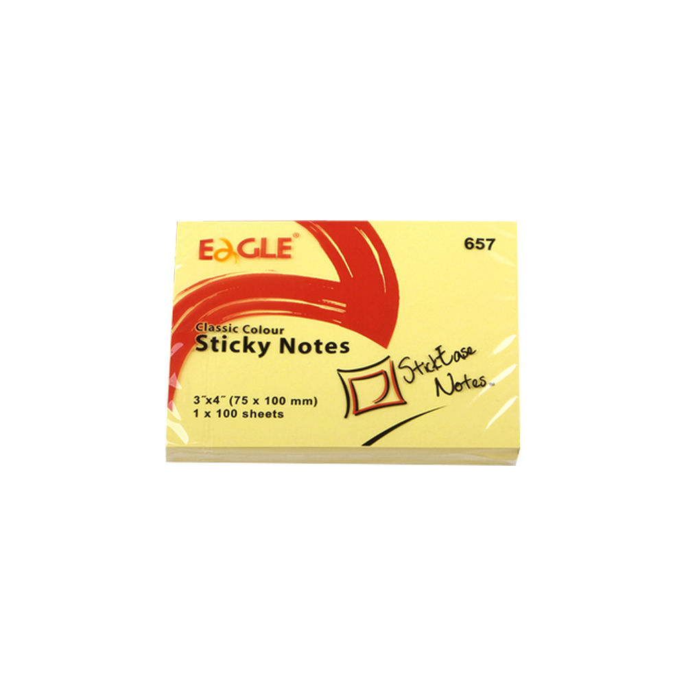 Bloco Notas Aderentes 075x100mm Eagle Amarelo 100 Folhas (Pack 5un)