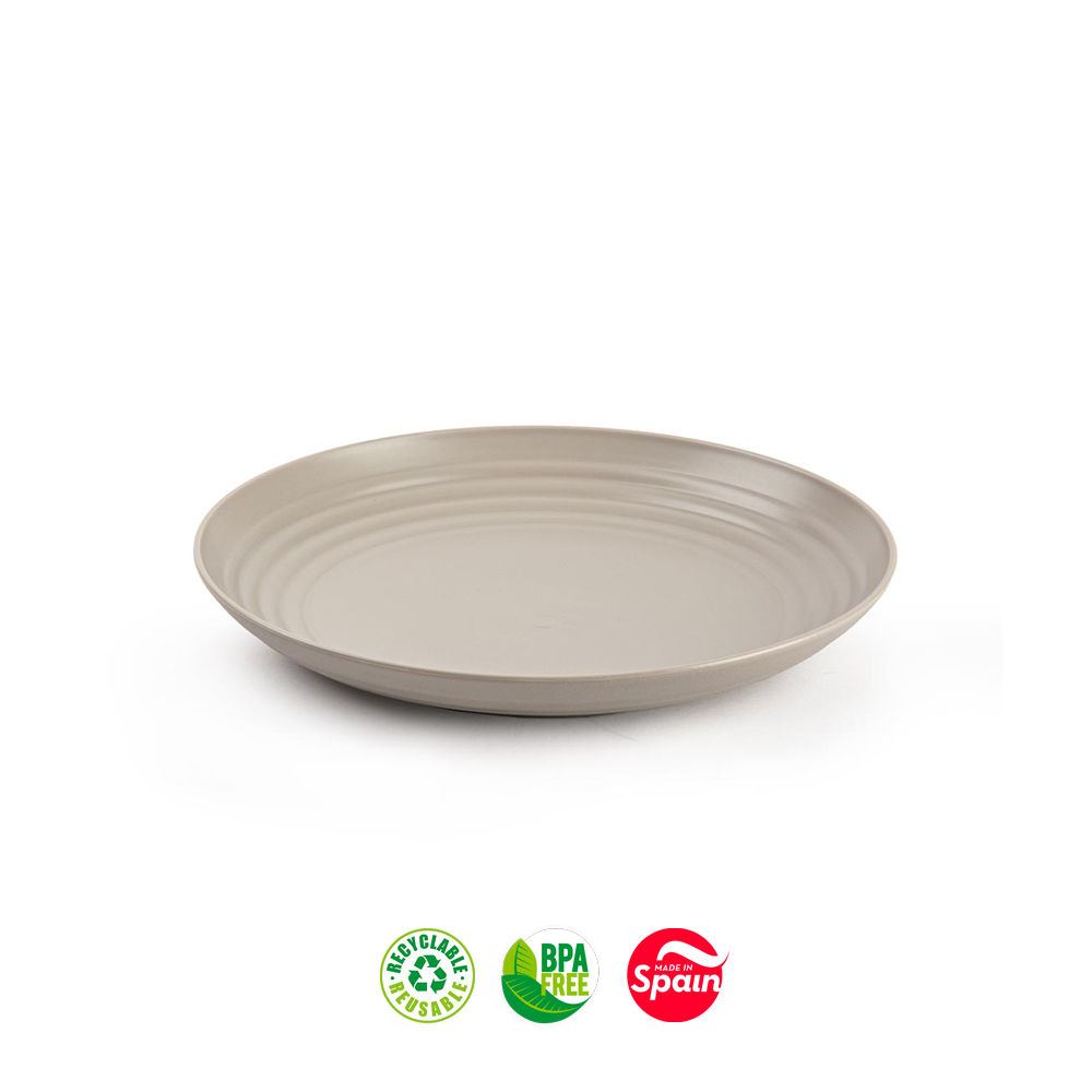 Pratos 22cm Plástico Reutilizável Classic Redondo Bege 1un (Pack 12un)