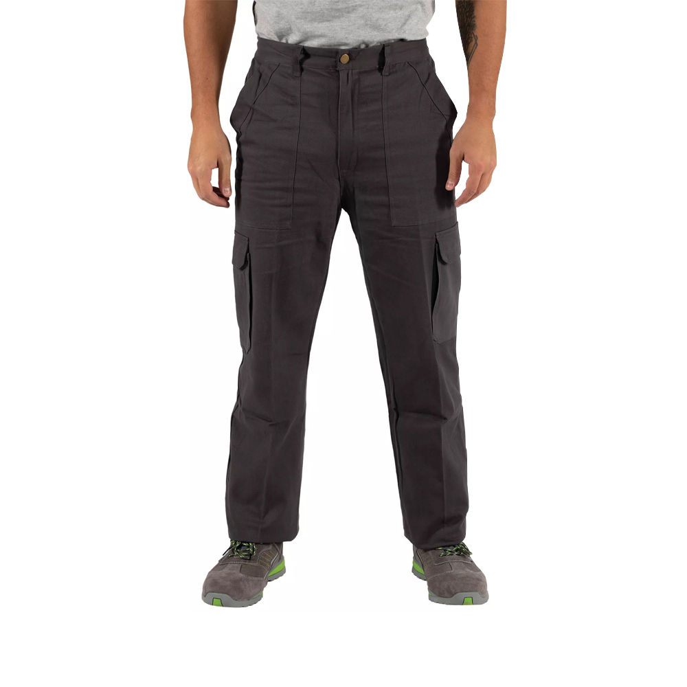 Calças Sarja Multibolsos Unissexo Tamanho L Cinza