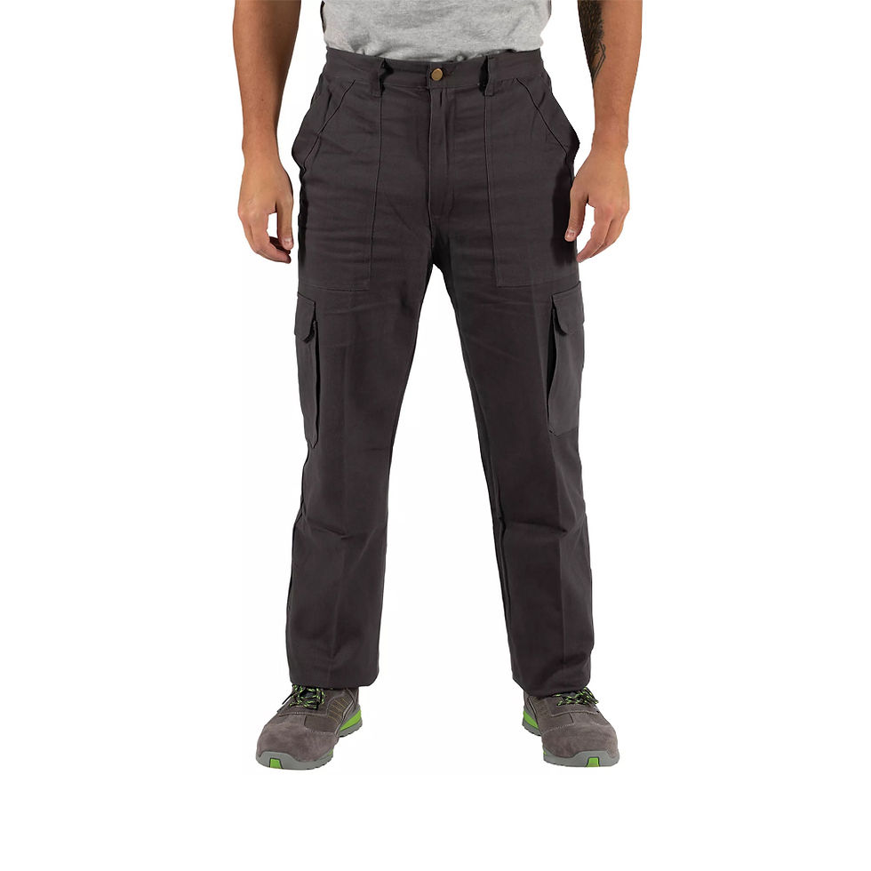 Calças Sarja Multibolsos Unissexo Tamanho L Cinza