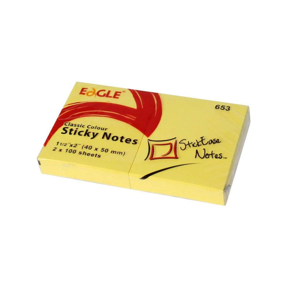 Bloco Notas Aderentes 040x050mm Eagle Amarelo 100 Folhas 1un (Pack 12un)