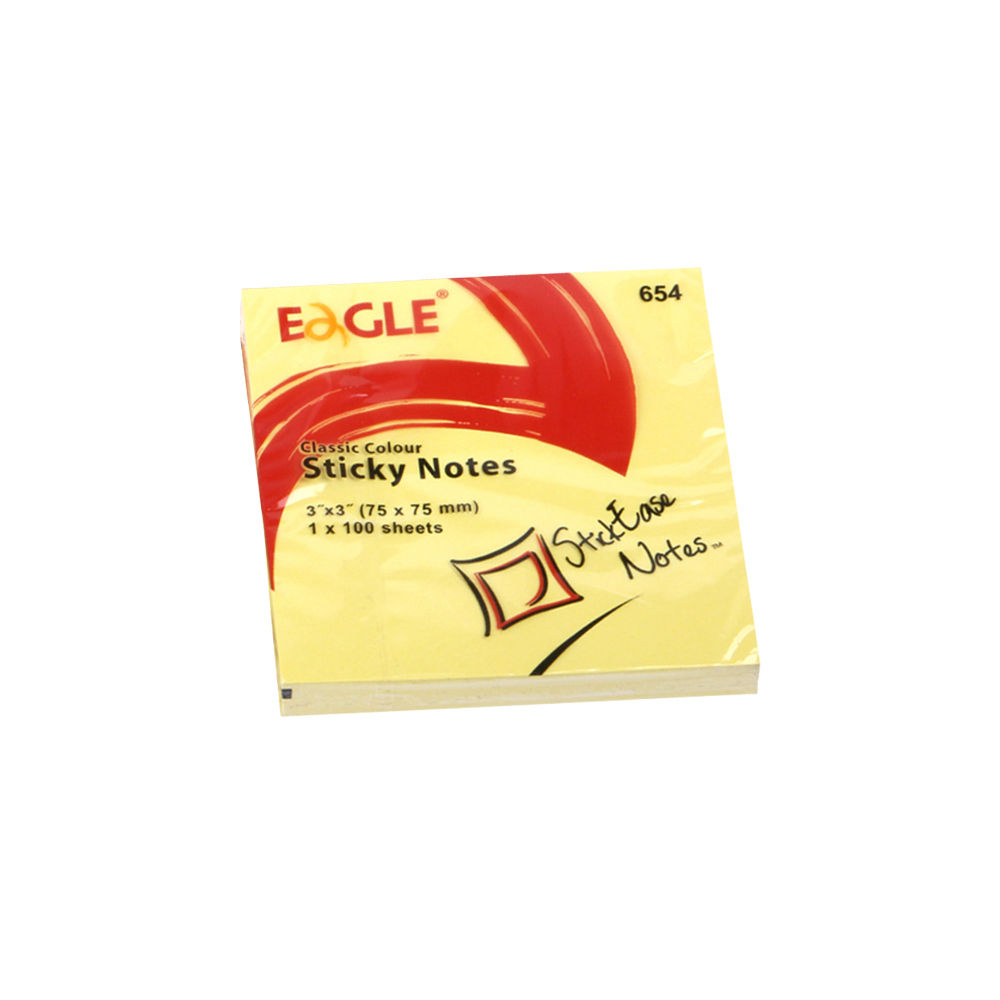 Bloco Notas Aderentes 075x075mm Eagle Amarelo 100 Folhas (Pack 12un)