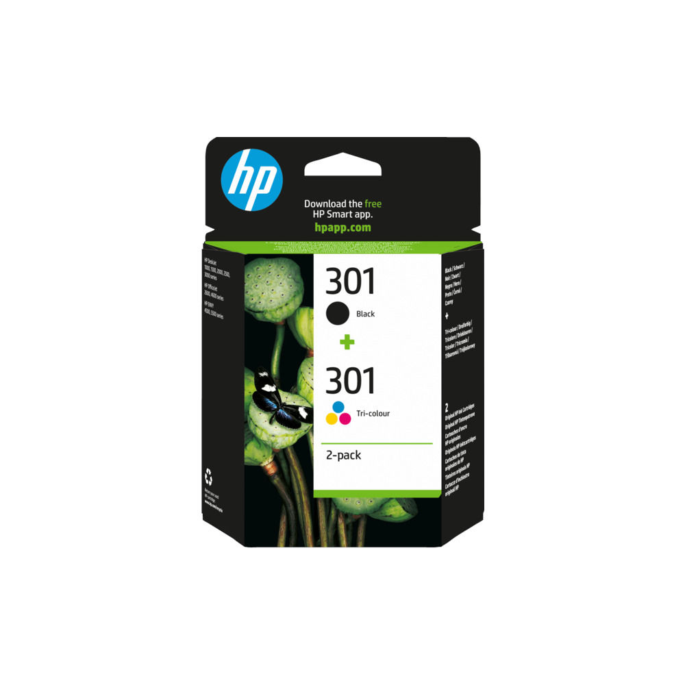 Pack Tinteiros HP 301 Preto/Cor N9J72AE 3ml/3ml
