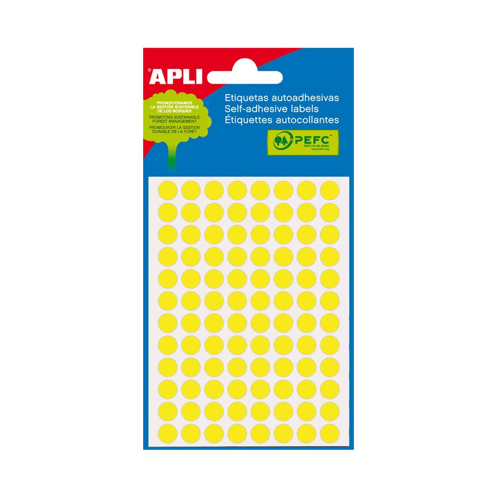 Etiquetas Redondas 08mm Amarelo Fluorescente Apli 288un