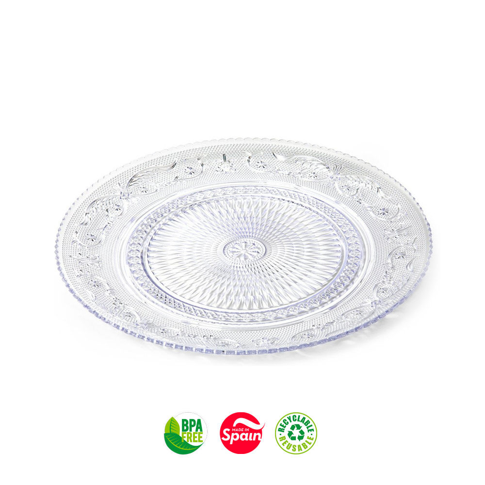 Pratos 18cm Plástico Reutilizável Cristal Transparente 1un (Pack 3un)