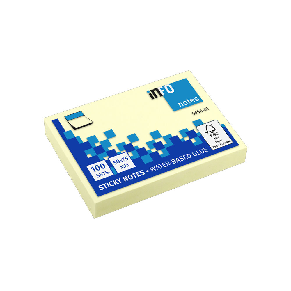 Bloco Notas Aderentes 050x075mm Amarelo 100 Folhas (Pack 12un)