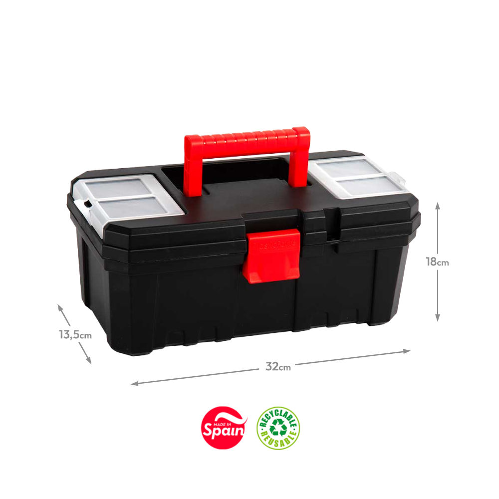 Caixa de Ferramentas 32x18x13,5cm Preto e Vermelho