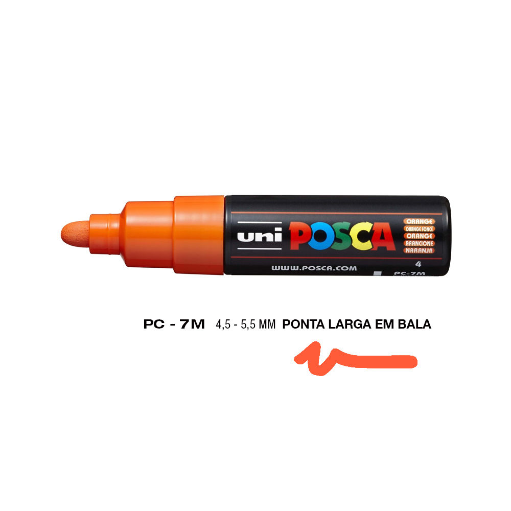 Marcador Uniball Posca PC-7M 4,5mm Laranja (4) 1un
